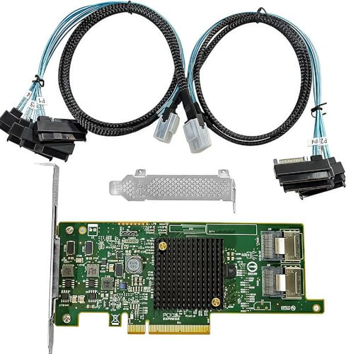 Scheda HBA SAS compatibile con scheda di espansione PCIe SATA LSI 9207-8i, 8 porte 6 Gbps PCIe 3.0, supporto espansore, controller HBA con 2 cavi SFF-8087 a 4 cavi SAS 8482 per TrueNAS unRAID NAS