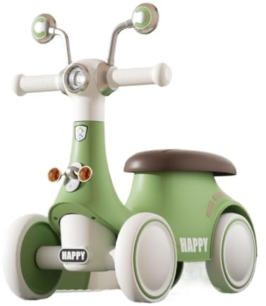 Swingcar Baby-Laufrad mit Musik und Lichtern, ohne Pedale, for 1–3 Jahre alte Jungen und Mädchen, Kinder-Fahrrad kinderfahrzeuge(Groen)