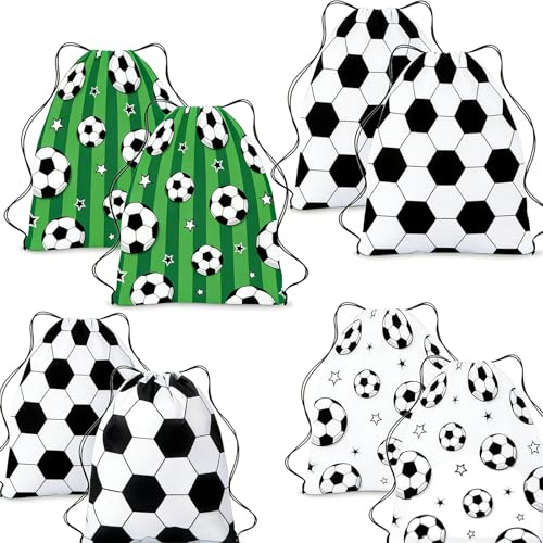 Shibida Fußball Party Taschen 15PCS Fußball Party Kordelzug Beutel Kordelzug Rucksack für Kinder Party Geschenktüten Kindergeburtstag Turnbeutel Gastgeschenke Partytüten Supplies