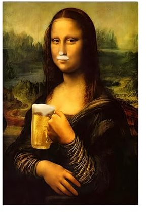 Lustige Mona Lisa Badezimmer-Kunst, Pinching Nose Wanddekoration, klassisches Bild, Badezimmer-Wandmalerei, Dekoration für Restaurant, Garten, Party, Zuhause, Zimmer, Schlafsaal, Wohnung, Urlaub