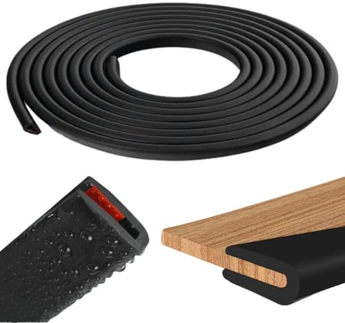 Rubber Edge Trim 6 m Edging Strip 1.6mm U Shaped Car Door Edge Protector | Self Adhesive Door Sealing Strip Black Window Seal Flexible Rubber Strip Edging Trim for Metal, Glass Panels