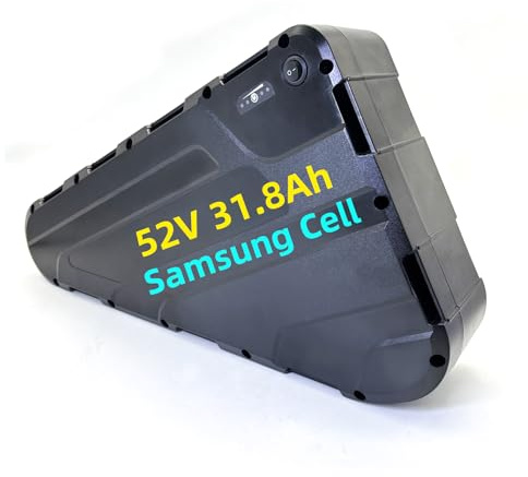 Batería Triangular de Iones de Litio, Adecuada para Bicicletas eléctricas de 48 V/52 V/72 V, con capacidades de 35 Ah, 30 Ah y 20 Ah. Compatible con Motores de 350-2000 W. (52V 31.8Ah)