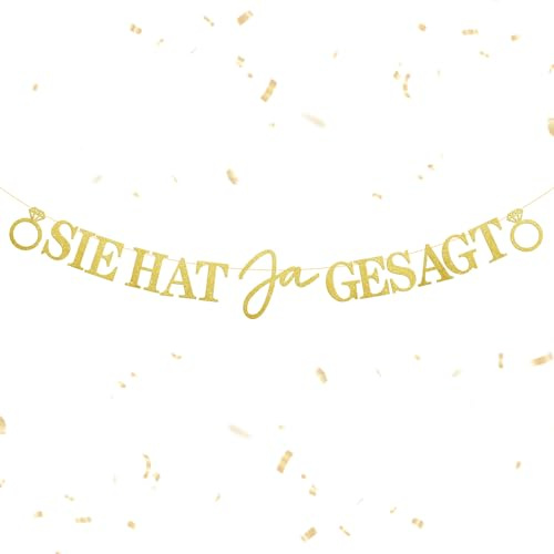 JGA Girlande Verlobung Deko, Glitzer Papier Girlande mit Schnur, SIE HAT Ja GESAGT Banner, DIY Party Dekoration für Junggesellinnenabschied (Gold)