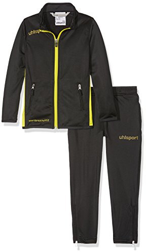 Uhlsport Kinder Essential Classic Trainingsanzug, Schwarz/limonengelb, 104 EU