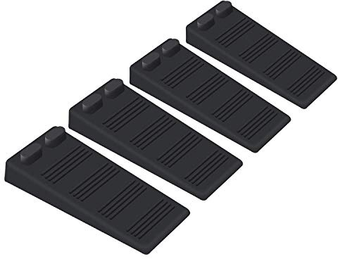 Door Stop Rubber Wedge Thin Door Stoppers for Bottom of Door Silica Gel Flexible Non Scratching Door Holder - Smart Stackable Slip-Resistant Design -Black