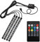 A59C LED Auto Innenbeleuchtung, 8 Farben, 48 LEDs, RGB Lichtstreifen mit Musiksteuerung, 4-teiliges Multicolor Ambiente Beleuchtung Set mit USB-Anschluss und 12V Autoladegerät, Fernbedienung