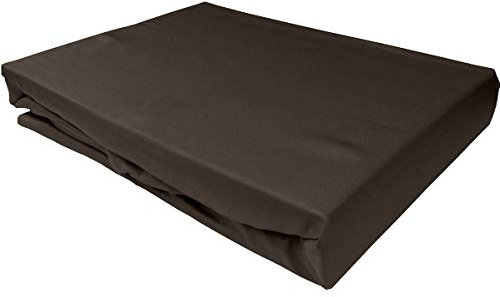 Bettwaesche-mit-Stil Mako Satin Spannbettlaken Spannlaken Spannbetttuch (200 cm x 200 cm, Matratzenhhöhe 21-30cm, Espresso Braun)