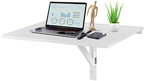 DREAMADE Tavolino a Muro Pieghevole, Tavolo da Parete Cucina, Tavolo per Computer in Legno, 80 x 60 x 45 cm (Bianco)