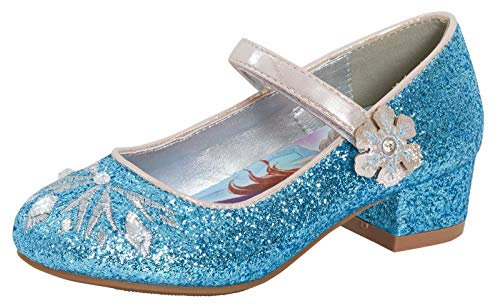 Disney Frozen 2 Mädchen Anna und Elsa Dress Up Prinzessin Schneekönigin Glitzer Schuhe Party Low Heels Sandalen für Mädchen Blau Sparkle, Gefroren 2, 31 EU