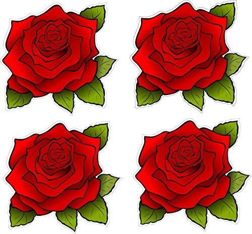 Akachafactory 4X Autocollant Sticker Vinyl Rose Fleur Voiture Moto
