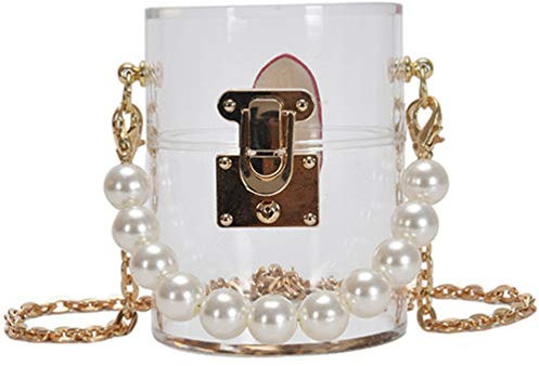 VALICLUD Acryl Handtasche Transparent Wickeltasche Perle Umh?ngetasche ünzgeldb?RSE mit Perlengriff