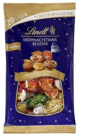 Lindt Weihnachtsmix Schokolade | 260g | Klassiker XXL Mischbeutel mit fünf weihnachtlichen Sorten | Edle Schokoladenvielfalt im Geschenkbeutel | Festliches Schoko-Geschenk zu Weihnachten