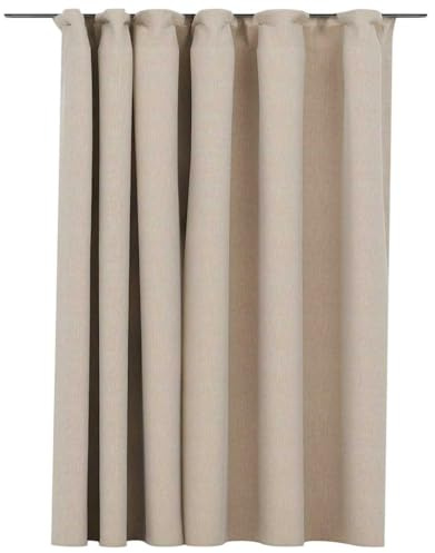 vidaXL Vorhang Verdunkelung mit Haken Verdunkelungsvorhang Kräuselband Thermo Gardine Blickdicht Thermovorhang Leinenoptik Beige 290x245cm