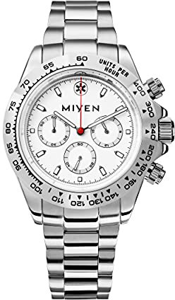 MIYEN MUNICH Voyager Herren Uhr - Chronograph mit Miyota Quarz Präzisionslaufwerk Saphirglas & Tachymeter Funktion – Silber Uhr Herren (Silber/Silber)