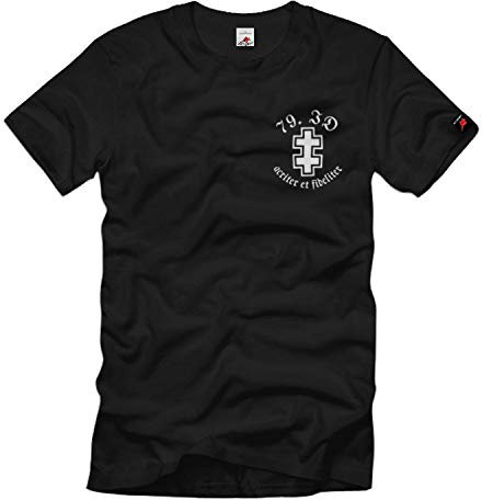 79 ID Infanterie Div Heer Lothringer Kreuz acriter et fideliter T-Shirt#35923, Größe:XXL, Farbe:Schwarz