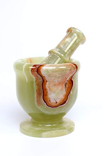 Mörser mit Pistill/Stößel Onyx Marmor Gewürze Kräuter