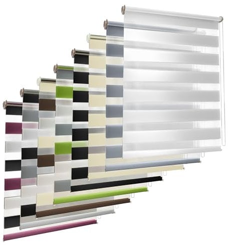 TEKONA Doppelrollo Klemmfix ohne Bohren Duo-Rollo Rollo Blickdicht lichtdurchlässig Fensterrollos Seitenzugrollo Sonnenschutz Fenster und Tür - Grün Grau Weiß, 50 x 150 cm (B x L) - Stoffbreite 46cm