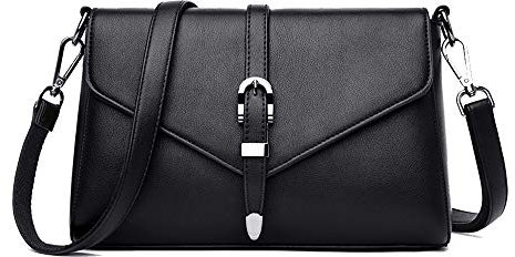 Coolives Damen Umhängetasche aus PU-Leder Kleine Schultertasche Elegant Handtasche Tasche für Dame Schwarz EINWEG