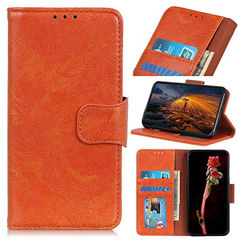 TingYR Coque pour Google Pixel 4a 5G, Housse en Cuir avec Premium Flip Coque, Portefeuille Etui avec Stand Support et Carte Slot Google Pixel 4a 5G.(Orange)
