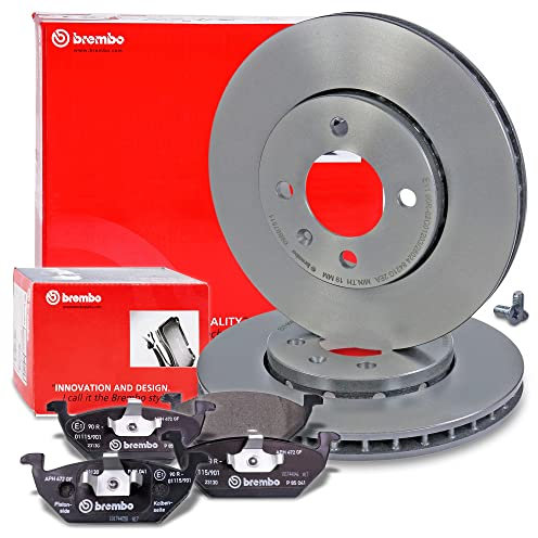 BREMBO Coated Disc Line Bremsenset Vorderachse inkl. Bremsscheiben Vorne Ø 256 mm Belüftet und Bremsbeläge Vorne Kompatibel mit SEAT Mii (KF1, KE1), SKODA CITIGO (NF1), VW LOAD UP