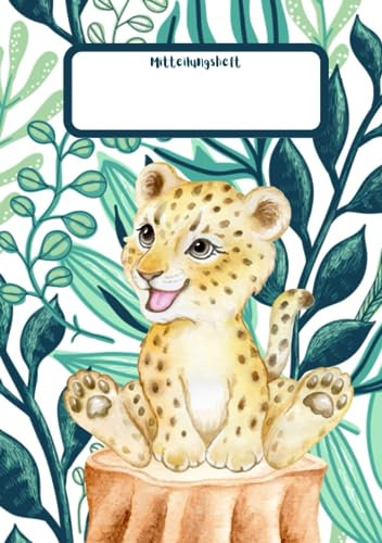 Mitteilungsheft: Mutti und Vati Heft, Mittelungsheft für Schule, Kindergarten und Hort, liniert, A5, Leopard