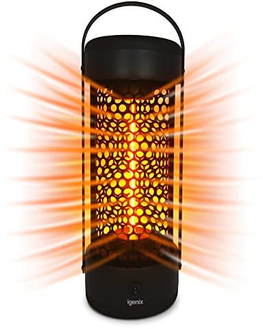Igenix IG9650 Portable Electric Patio Tower Heater, 1200W, 3 Heat Settings, Heat Resistant Handle, Matt Black