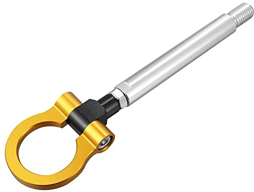 X AUTOHAUX Anillo de gancho de remolque para parachoques delantero de coche, aleación de aluminio, color amarillo