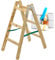 KADAX Holzleiter, Bockleiter bis 150 kg, klappbare Malerleiter, Doppelstufenleiter mit Stahlhaken, Elektrikerleiter, Stehleiter, Haushaltsleiter (3 Stufen)
