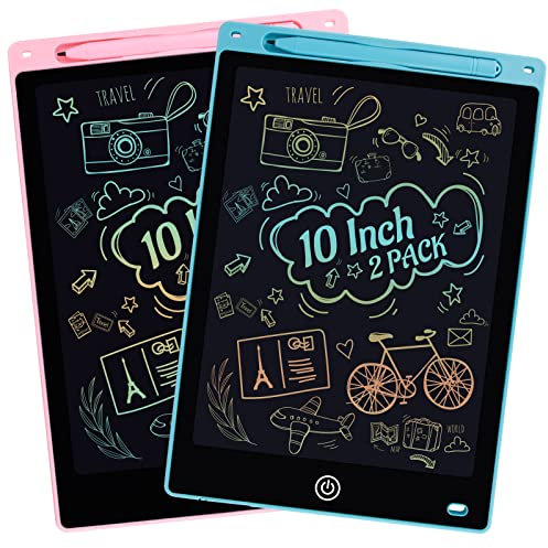 2 Pack LCD Writing Tablet Kids, 10 Inch Colorful Screen Doodle Pad Erasable Drawing Tablet for Kids, Learning Educational Toy, Gifts for Girls Boys