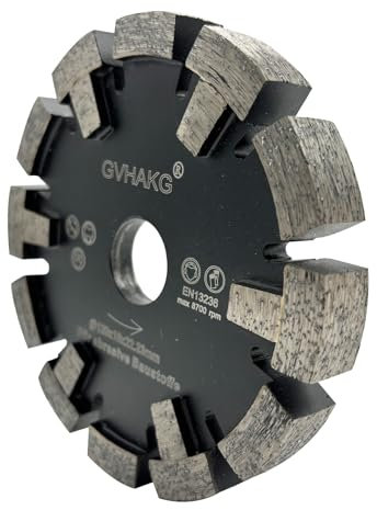 GVHAKG Schutzzähne Tuck Point Diamantsägeblatt zum Trockenschneiden von genutetem mittelhartem Beton, Segmentbreite 16 mm, Segmenthöhe 10 mm (120 x 16 x 22,23 mm)