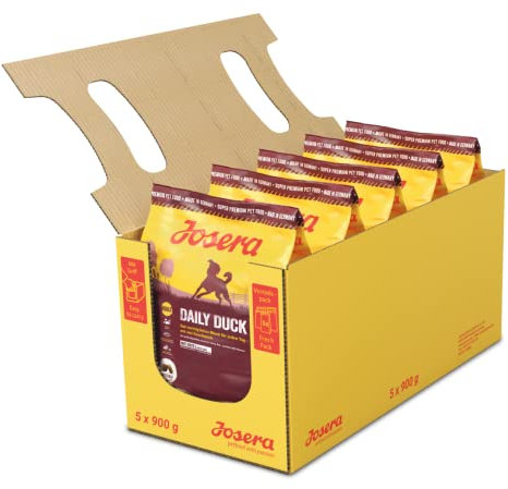 Josera DailyDuck (5 x 900g) | Glutenfreies Hundefutter mit Ente | Super Premium Trockenfutter für ausgewachsene Hunde | 5er Pack