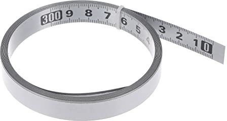 sourcing map Self Adhesive Tape Measure 300cm Metric Right to Left Read Sticky Measuring Tape Steel Workbench Ruler, Silver Tone