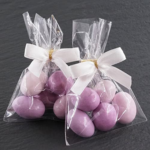 EinsSein 10 Stück Gastgeschenke Hochzeit, Taufe, Babyshower mit Schokomandeln flieder-lila schon fertig gefüllt - Bonboniere Hochzeitsmandeln Taufmandeln Kommunion Konfirmation Babyparty