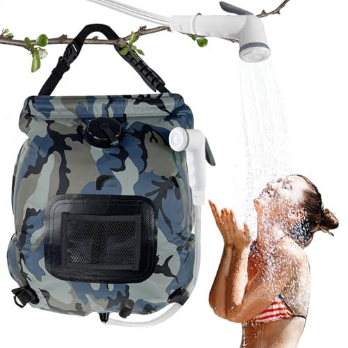 Solar Dusche Tasche,20L Outdoor Warmwasser Duschsack,SolarbetriebenCampingduschemit Temperatur Heißwasser,Tragbare Solar Heizung Tasche,Camping Dusche Tasche mit Duschkopf,für Camping Outdoor Wandern