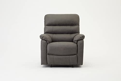 Home Detail Maxwell Recliner Armchair, Grey Air Leather | Manual Recliner, Air Leather