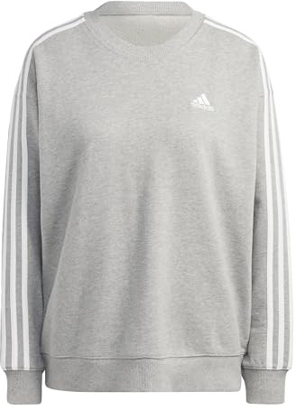 adidas Damen Essentials 3-Stripes Sweatshirt, Medium Grey Heather/White, M