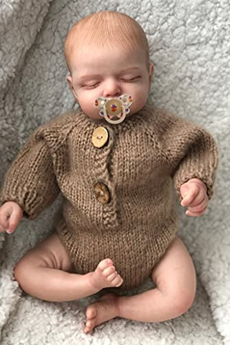 Enjoy with Love Neue 19inch Reborn Baby Puppe Rosalie Neugeborene Baby Größe Handgemachte 3D Haut gemalt Haar Sichtbare Venen Kunst Puppe Echtes Bild (Brown Eyes)