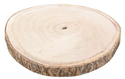 NaDeco Paulownia-Holzscheibe in vielen Größen zur Auswahl | Große Baumscheiben | Holzteller | Baumstamm- Scheiben | Holzscheibe zur Dekoration | Natürlicher Tortenteller, Größe:ca. 30x30 cm