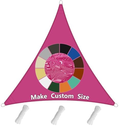 Sonnensegel Dreieckig(20 Farben und 99 Größen) Sonnensegel Wasserdicht Sonnenschutz,PES Polyester 98% UV-Schutz Überdachung Plane für Garten Outdoor- 1.6X1.6X1.6m Rosa