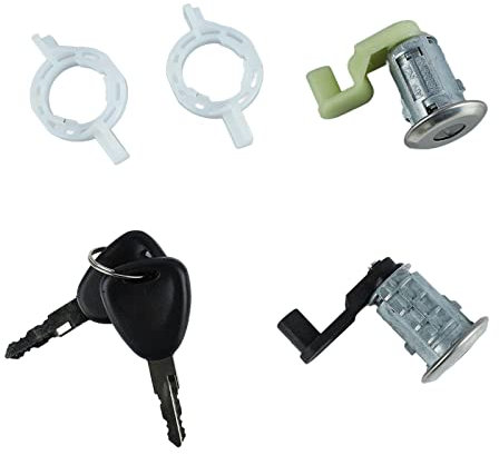 Keenso Cylindre de Barillet de Serrure de Porte, Cylindre de Serrure de Porte de Voiture avec 2 Clés de Contrôle Lisse OE 7701468981 7701468982 Remplacement pour CLIO THALIA