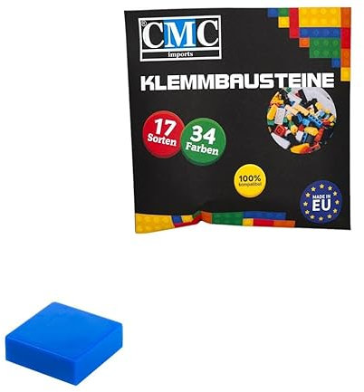 CMC imports 100 x Klemmbausteine Fliesen Tiles Bausteine 1x1 Noppen Kompatibel 34 Farben freie Farbenwahl (663 - Blau)