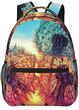 PEIXEN Rucksack mit Löwenzahn-Motiv, zum Basteln, Malen, Schulter-Rucksack, Laptop-Tasche, leicht, großes Fassungsvermögen, lässiger Tagesrucksack, Unisex, Schwarz, Einheitsgröße, Tagesrucksäcke