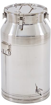 HOOZ 58L Milchkanne Schwerlast aus Edelstahl 304, Transportkanne auslaufsicherer Deckel mit Spannverschluss und Gummidichtung, Große Vintage Bauernhof Milchkännchen für Dekoration und Lagerung