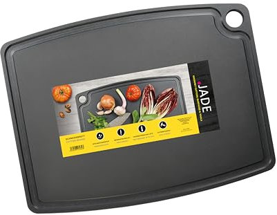 JADE Gourmet Professional - Tagliere in Fibra di Legno Laminato, 44 x 32.5 x 0.9 cm, con scanalatura raccogli liquidi e foro di appendimento, adatto a tutti i cibi (44x32.5cm)