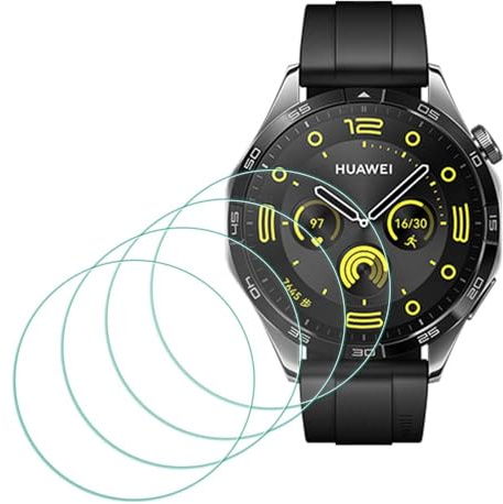 MTHGH Protection Écran pour Huawei Watch GT 4 46mm Verre Trempé [4 pièces], Protecteur d'écran Dureté 9H Anti-rayures Sans bulles Ultra Mince