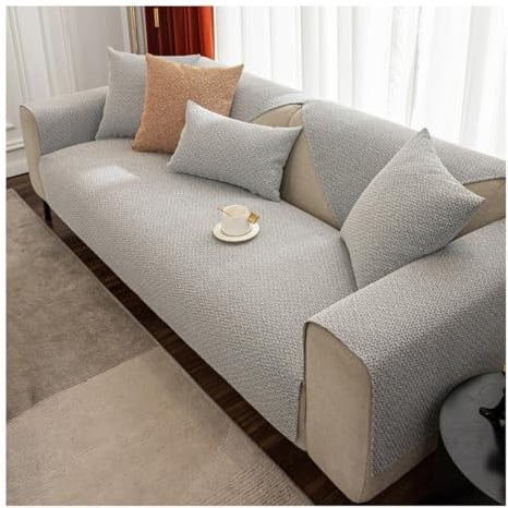Tauzveok Sofaschoner rutschfest, Polyesterofa Sofa Überzug, L/U Form Ecksofa Sofa Überzug, Sofa Cover 3 4 2 1 Sitzfläche, Tier Couchschoner, Geeignet Für Alle Jahreszeiten,Beige Gray,90 * 160ccm