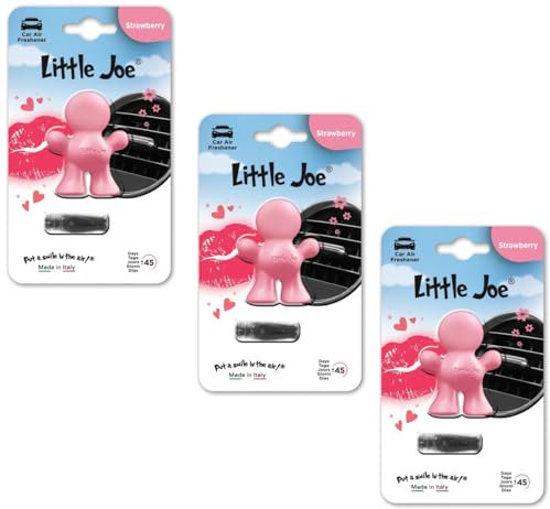 3er Pack Little Joe Lufterfrischer fürs Auto zur Montage an jedem Lüftungsgitter +/-45 Tage Frische im Auto (Erdbeer/Rose)