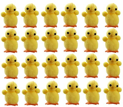 Ostern Küken 24 Stück Plüschküken Osterdeko zum Basteln, Mini Küken Figuren Figur Osterdeko Osterküken Landschaft Desktop Skulptur Puppenhaus Osterfest Dekoration Geschenke für (Yellow, One Size)