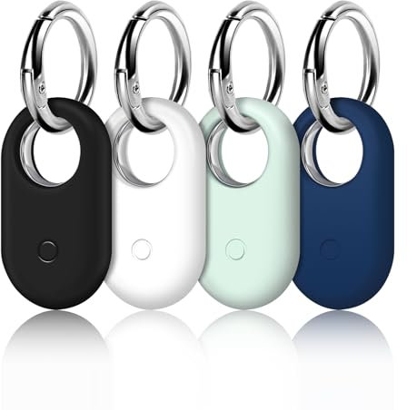LETREEN Hülle für Samsung Galaxy SmartTag 2 mit Schlüsselanhänger, 4er Pack Silikon Anti-Kratz Tragbar Locator Tracker Hülle mit Keyring Anhänger für Samsung Galaxy Smarttag 2 Case
