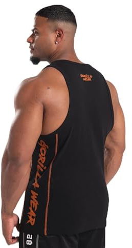 Gorilla Wear Monterey Tank Top Old School Herren Bodybuilding Ärmellos Fitness Gym (DE/NL/SE/PL, Alphanumerisch, XXL, 3XL, Regular, Regular, Schwarz/Orange)